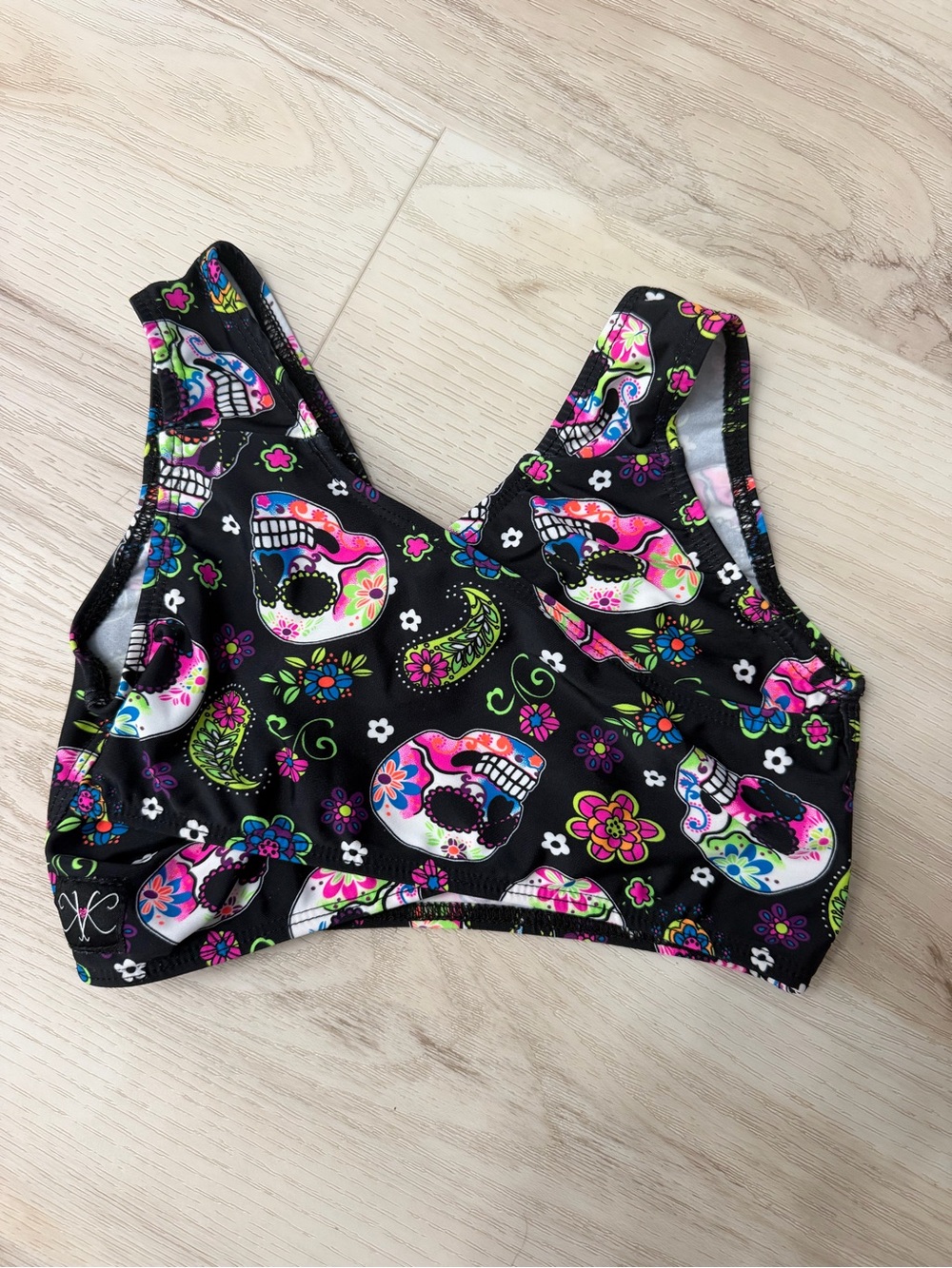 Girls' Black Floral Sugar Skull Dance Top